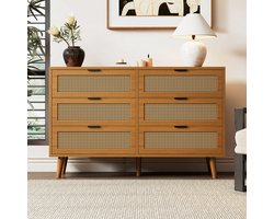 Ladekast met 6 lades - dressoir ladekast van hout - met metalen handgrepen - dressoir highboard met veel opbergruimte - 120x40x76,5 cm