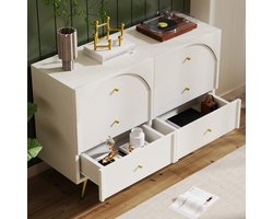 Ladekast met 6 Lades - Wit Dressoir Highboard voor Slaapkamer & Alle Woonkamers - Crème-Wit -120 x 85 x 40 cm