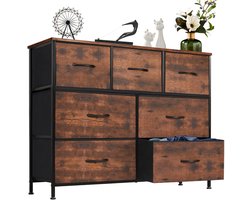 Ladekast met 7 Laden - Opbergkast Kledingkast - Metalen Frame & Stoffen Laden - Slaapkamerkast - 100 x 30 x 77 cm