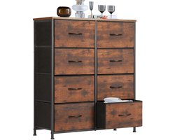 Ladekast met 8 Laden - Opbergkast Kledingkast - Metalen Frame & Stoffen Laden - Slaapkamerkast - 80 x 30 x 93 cm