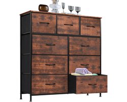 Ladekast met 9 Laden - Opbergkast Kledingkast - Metalen Frame & Stoffen Laden - Slaapkamerkast - 100 x 30 x 100 cm