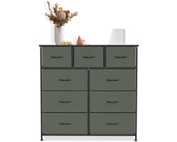 Ladekast met 9 lades Opbergkast Organizer met Stoffen Lades en Metaal Frame voor Slaapkamer Woonkamer Kinderkamer - Grijs