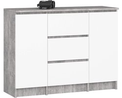 Ladekast met deuren - Opbergkast - Woonkamer inrichten - Veelzijdige opbergruimte - 101x76x35 cm - Betonlook wit
