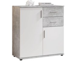 Ladekast met Houtdecor en Betonlook Wit Opbergmeubel