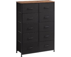 Ladekast Met Stoffen Lades - Dressoir Met Stalen Frame - Opbergkast Met 6 Lades - Slaapkamer En Woonkamer Kast - Zwart