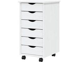 Ladekast MOSS - Dressoir Mobiel - Opbergen Kantoor - Massief Grenen - 39 x 34 x 65.5 cm - Wit