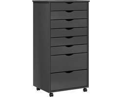 Ladekast MOSS - Ladeblok opbergkast - Spullen organiseren - Verrijdbaar massief hout - 39x53x103 cm - Grijs