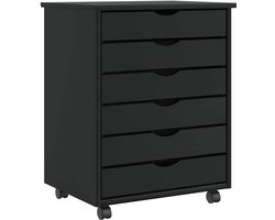 Ladekast MOSS - Opbergkast Lades - Thuiswerk Organiseren - Massief Pine Hout - 39 x 53 x 65.5 cm - Zwart