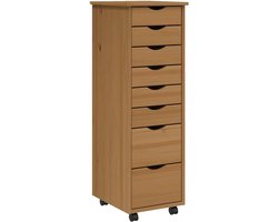 Ladekast MOSS - Opbergkast Lades - Thuiswerken Organiseren - Massief Vuren Hout - 39 x 34 x 103 cm - Honingbruin