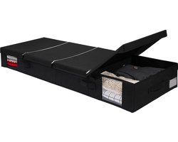 ladekast onder het bed met deksel, opvouwbare opbergtas onder het bed, opbergdoos, grote box-organizer onder het bed met verwijderbare verdelers en handvat voor dekbedden, kleding, 120x41x15cm