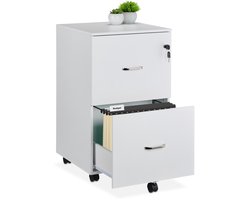 ladekast op wieltjes - met hangmappenhouder - 72x43x46 cm - bureau - wit