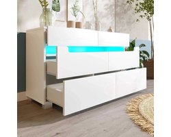 Ladekast – Opberger – Kast Met Lades – Meubel – Slaapkamerkast – 6 Ruime Lades – Smart LED-Verlichting