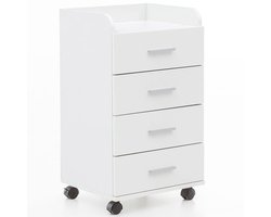 Ladekast - Opbergkast - 4 lades - Hout - Wit - 40x33x71 cm