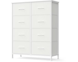 Ladekast Opbergkast Dressoir Kast 8-laden opbergdesign Stevig en duurzaam stalen frame Met anti-kantelvoorziening Moderne minimalistische stijl Eenvoudige montage Geschikt voor slaapkamer, woonkamer en hal 30 x 76,7 x 95,2 cm Wit