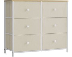 Ladekast – Opbergkast – Met 6 stoffen lades – Metalen frame – Beige