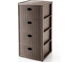 Ladekast - Opbergkast - Ruimte Organiseren - Rotan Look - 40x40x80 cm - Taupe