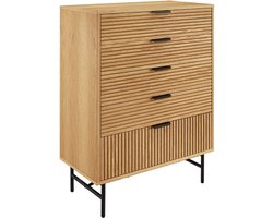 Ladekast Ruben Eiken - MDF - Breedte 80 cm - Hoogte 113 cm - Diepte 40 cm - Met lades - Met planken - Zonder deuren