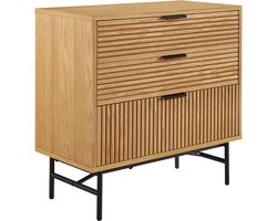Ladekast Ruben Eiken - MDF - Breedte 80 cm - Hoogte 80 cm - Diepte 40 cm - Met lades - Met planken - Zonder deuren
