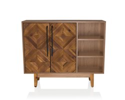 Ladekast SANTJAGO WOOD L 95 x 32 x 79,5 cm 2 deuren 3 vakken massief dennenhout hjh LIVING