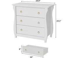 Ladekast - Staande ladekast met 3 laden - Houten ladekast - Ladekast in moderne stijl - voor de woonkamer, hal of gang - 76 × 75 × 40 cm - Wit