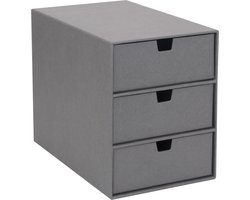 Ladekast voor documenten en kantoorbenodigdheden, bureau-organizer met 3 laden, opbergsysteem van vezelplaat en papier, grijs.