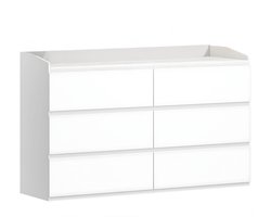 Ladekast – Voor Slaapkamer & Woonkamer – 6-Laden Kast met Werkblad, Moderne Stijl – Ivoor