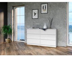 Ladekast wit 140 cm 6 lades