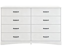 Ladekast Witte Opbergkast 8 Lades Dressoir Kast Spaanplaat MDF met Zwarte Handgrepen Modern voor Slaapkamer en Woonkamer 140x40x86 cm