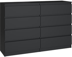 Ladekast zwart 120 cm 8 lades