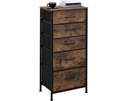 ladekasten met vijf lades, metalen frame en houten afwerking-brown