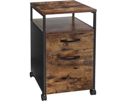 Ladekastje industrieel - Kantoor - Bureau - Slaapkamer - Ladekast op wielen - Hout - 41x45x66cm