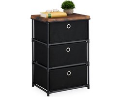 ladekastje - met 3 lades - 65x43x33 cm - industrieel - woonkamer - slaapkamer - zwart-bruin