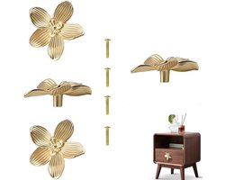 Ladeknoppen Bloemvorm - Kastgrepen Decoratie - Meubel Upgrade - Set van 4 stuks - 61 x 61 cm - Goud