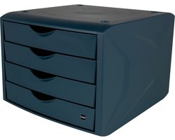 Ladenblok Helit The Green Chameleon, 4 lades met uittrekelementen, A4 formaat, stapelbaar, blauw