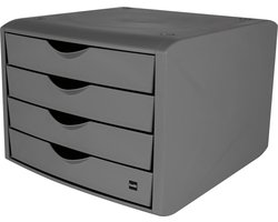 Ladenblok Helit The Green Chameleon, 4 lades met uittrekelementen, A4-formaat, stapelbaar, lichtgrijs