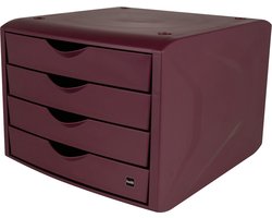 Ladenblok Helit The Green Chameleon, 4 lades met uittrekelementen, A4 formaat, stapelbaar, rood