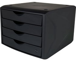 Ladenblok Helit The Green Chameleon, 4 lades met uittrekelementen, A4 formaat, stapelbaar, zwart