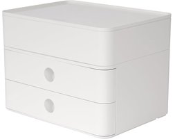 Ladenbox Allison Smart Box plus met 2 laden, scheidingswand en gebruiksvoorwerpenbox, incl. kabelgeleiding, stapelbaar, kantoor, bureau, keuken, meubelvriendelijke rubberen voetjes, 1100-12,