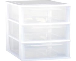 Ladenkast/bureau organizer wit stapelbaar A4 met 3x lades L36 x B26 x H28 cm - Ladenblokken