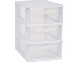Ladenkast/bureau organizer wit stapelbaar A5 met 3x lades L18 x B27 x H27 cm - Ladenblokken