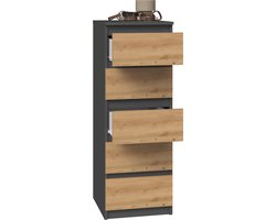 Ladenkastje met 5 lades antraciet eiken W5 Antraciet eiken