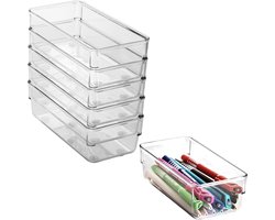 Lades Organizers Systeem - Opbergbakjes Set - Bureau Kasten - Anti-slip Bodem - 16x8x5.5cm - Transparant