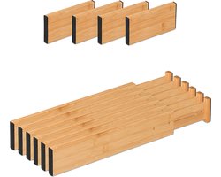 ladeverdeler - 10-delige set - verstelbaar - 34 tot 44 cm - bamboe - lade organizer