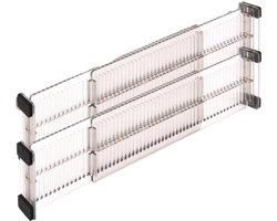 Ladeverdeler - 4 Stuks - Lade Organizer - Verstelbaar 27.5 tot 51 cm - Kleding Organizer - Uitschuifbaar - Kast Indelen - Kledingkast Keukenlade Kast Lade Opbergsysteem - Divider - Kunststof - Transparant Zwart