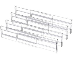 Ladeverdeler - 4 Stuks - Lade Organizer - Verstelbaar 27.5 tot 52 cm - Kleding Organizer - Uitschuifbaar - Transparant - Kast Indelen - Kledingkast Keukenlade Kast Lade Opbergsysteem - Divider - Kunststof