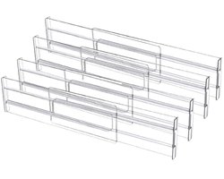 Ladeverdeler - 4 stuks - Lade verdeler - Lade organizer - Gereedschap - Verstelbaar/uitschuifbaar (27,5-52 cm) - Voor Kleding/Keuken/Badkamer/Kledingkast - Transparant - Kunststof