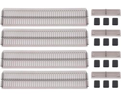 Ladeverdeler - 4 stuks - Lade verdeler - Lade organizer - Verstelbaar/uitschuifbaar (27.5-51 cm) - Voor Kleding/Keuken/Badkamer/Kledingkast - Transparant Zwart - Kunststof