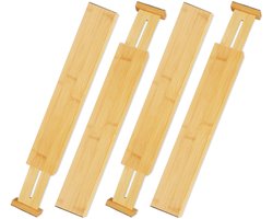 ladeverdeler set van 4 - bamboe - 45,5 - 55 cm - verstelbare lade organizer - bamboe