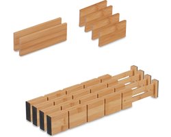 ladeverdelers - 10-delige set - verstelbaar 34 - 44 cm - bamboe - lade organizer