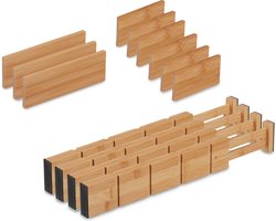 ladeverdelers - 13-delige set - verstelbaar 34 - 43,5 cm - bamboe - lade organizer